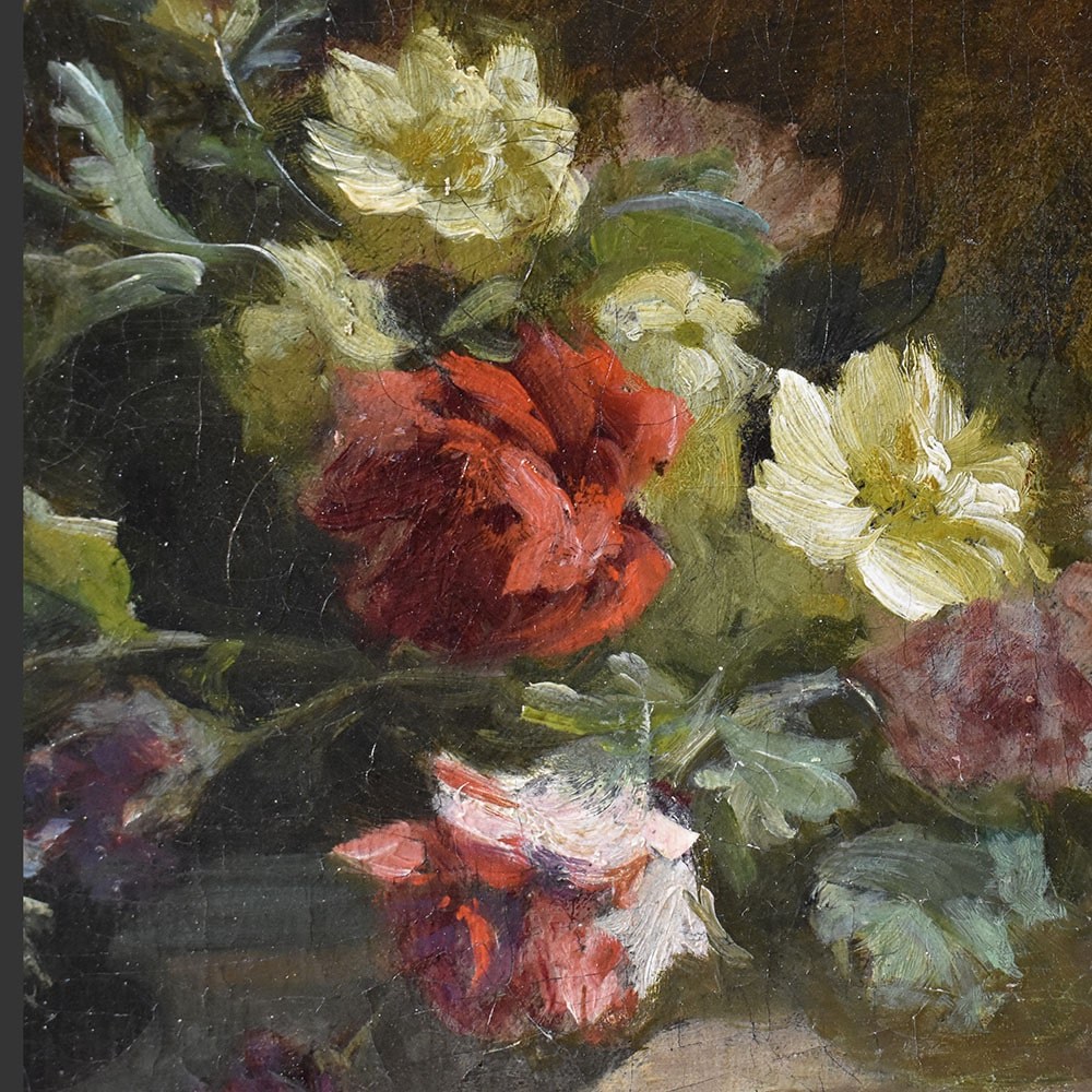 QF600 1 antique floral painting flower still life oil painting19th.jpg